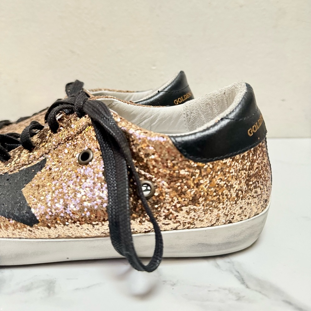 Golden Goose Gold Glitter Flag Sneakers - Picture 8 of 16